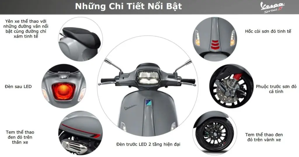 Kiểm tra chi tiết một chiếc Vespa Sprint 2021 cũ
