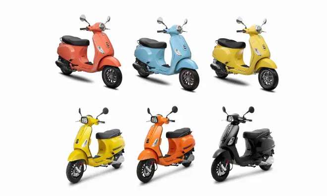 Dàn xe Vespa LX 125 cũ với nhiều màu sắc và phong cách đa dạng