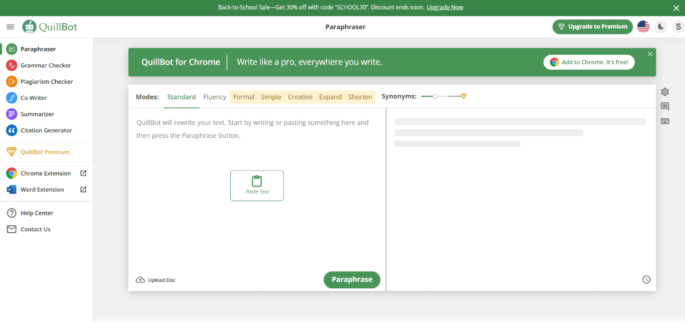 QuillBot: Nổi bật với chức năng diễn giải (paraphrasing) mạnh mẽ, giúp người dùng viết lại nội dung