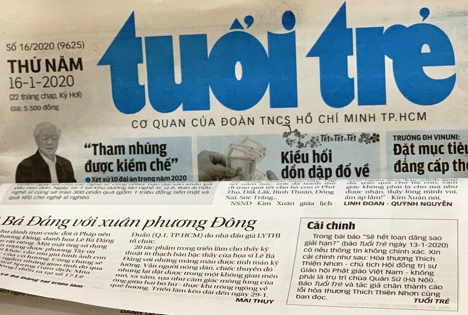 Báo Tuổi Trẻ là một trong những tờ báo lớn, uy tín tại Việt Nam