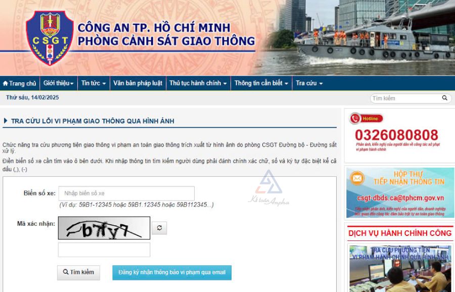 Kiểm tra phạt nguội qua Cổng thông tin điện tử Cục Cảnh sát giao thông (CSGT)