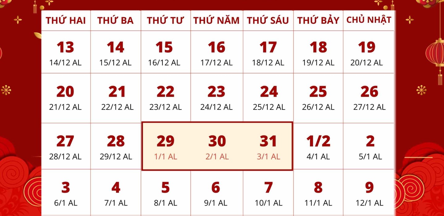 Còn bao nhiêu ngày nữa đến Tết 2025