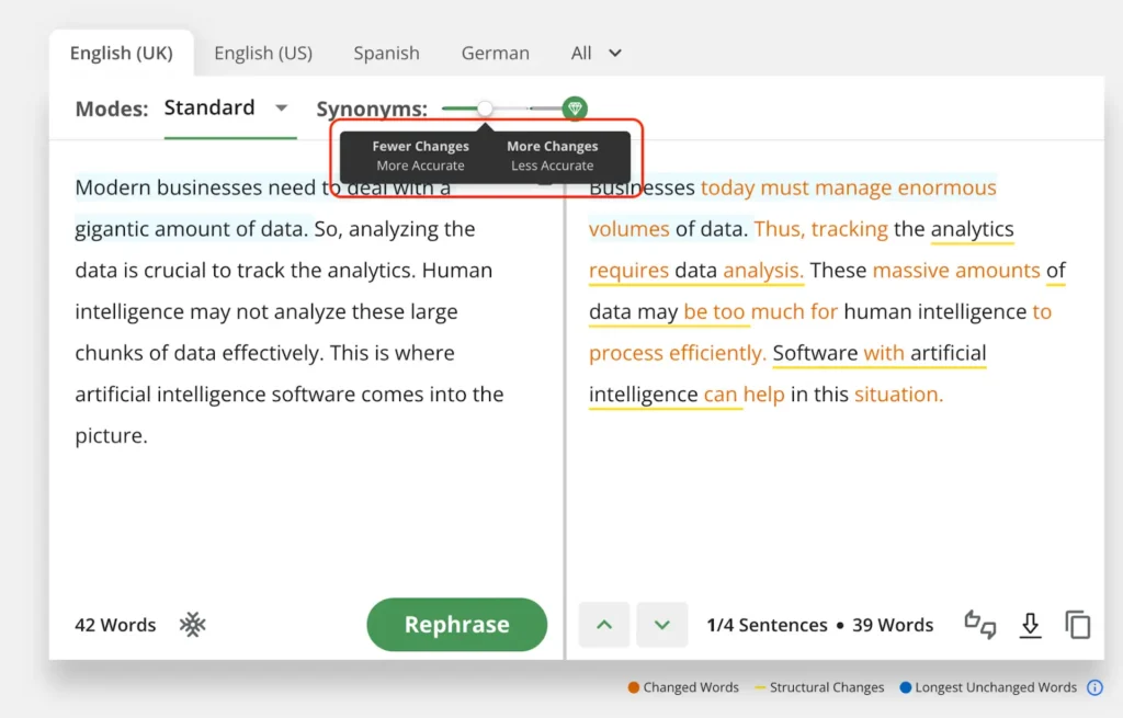 QuillBot không chỉ là một công cụ diễn giải đơn thuần; nó là một bộ công cụ mạnh mẽ với nhiều tính năng ưu việt
